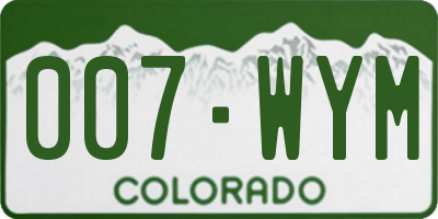 CO license plate 007WYM