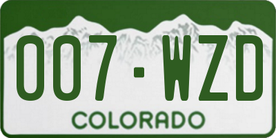 CO license plate 007WZD