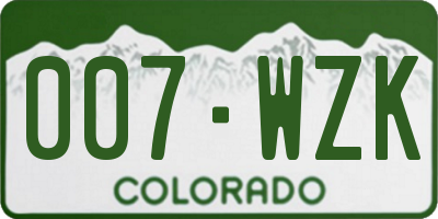 CO license plate 007WZK