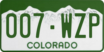 CO license plate 007WZP