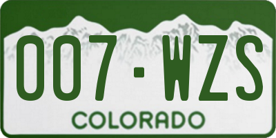 CO license plate 007WZS