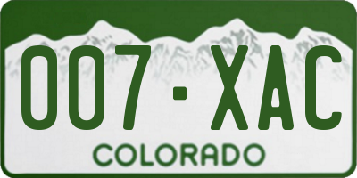 CO license plate 007XAC