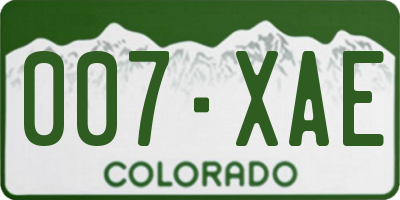 CO license plate 007XAE