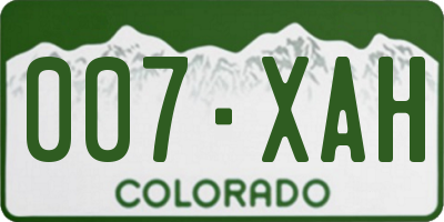 CO license plate 007XAH
