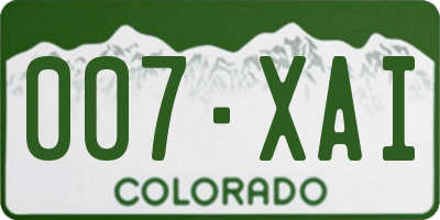 CO license plate 007XAI