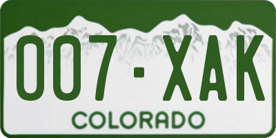 CO license plate 007XAK