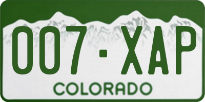 CO license plate 007XAP