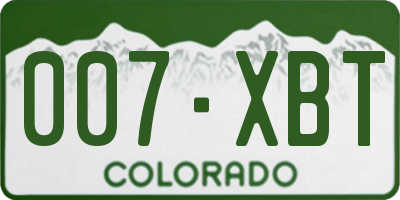 CO license plate 007XBT