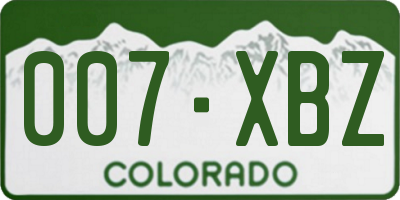 CO license plate 007XBZ