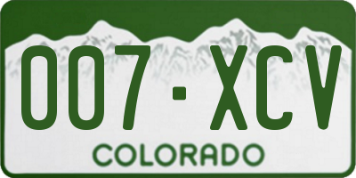 CO license plate 007XCV