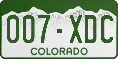 CO license plate 007XDC