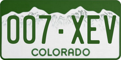 CO license plate 007XEV