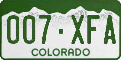 CO license plate 007XFA