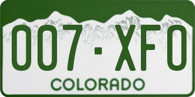 CO license plate 007XFO