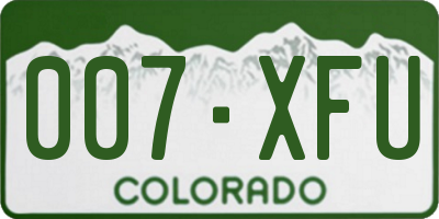 CO license plate 007XFU