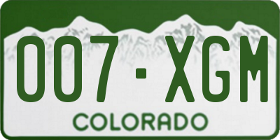 CO license plate 007XGM