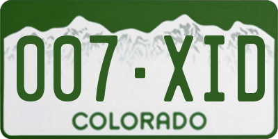 CO license plate 007XID