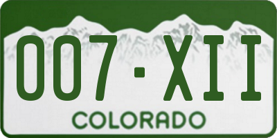 CO license plate 007XII