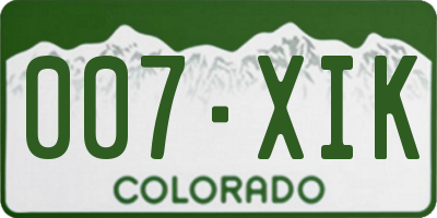 CO license plate 007XIK