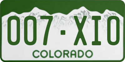 CO license plate 007XIO