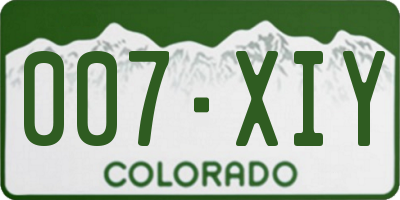 CO license plate 007XIY
