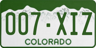 CO license plate 007XIZ
