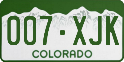 CO license plate 007XJK