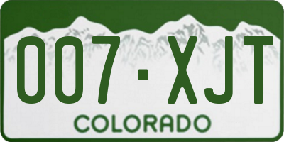 CO license plate 007XJT