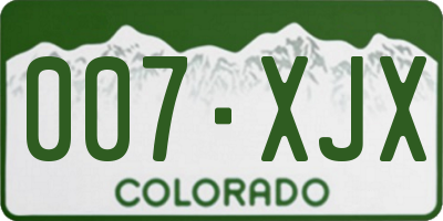 CO license plate 007XJX