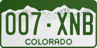 CO license plate 007XNB