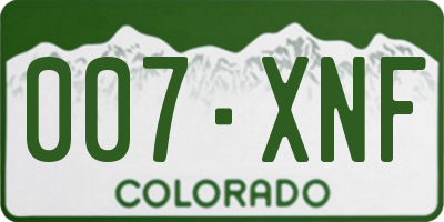 CO license plate 007XNF