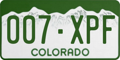 CO license plate 007XPF