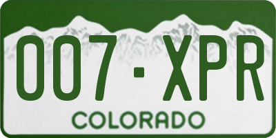 CO license plate 007XPR