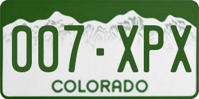 CO license plate 007XPX