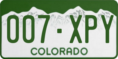 CO license plate 007XPY