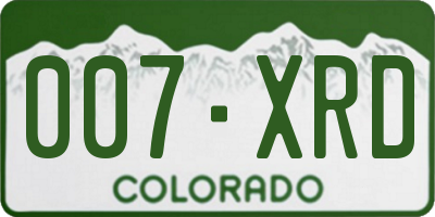 CO license plate 007XRD