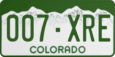 CO license plate 007XRE