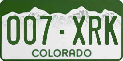 CO license plate 007XRK