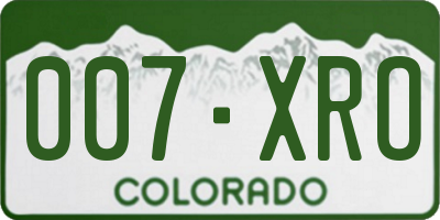 CO license plate 007XRO