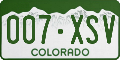 CO license plate 007XSV