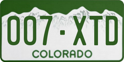 CO license plate 007XTD