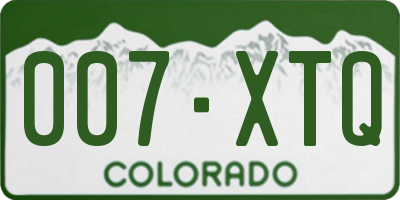 CO license plate 007XTQ