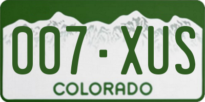 CO license plate 007XUS