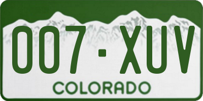 CO license plate 007XUV