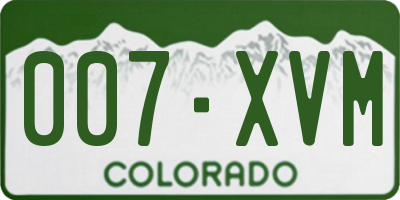 CO license plate 007XVM