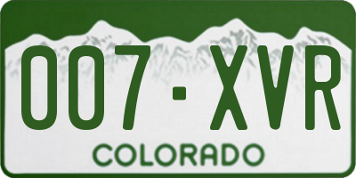 CO license plate 007XVR