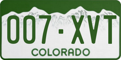 CO license plate 007XVT