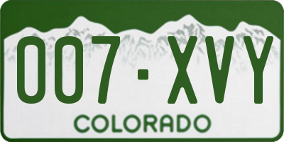 CO license plate 007XVY