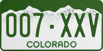 CO license plate 007XXV