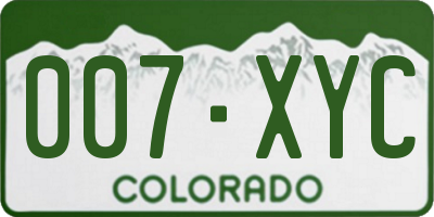 CO license plate 007XYC